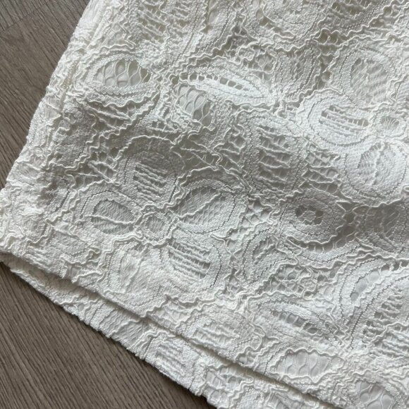 NWOT Shorts Women's Size 6 White Lace High Rise Zip Lined Cotton Blend W30 - Picture 4 of 6